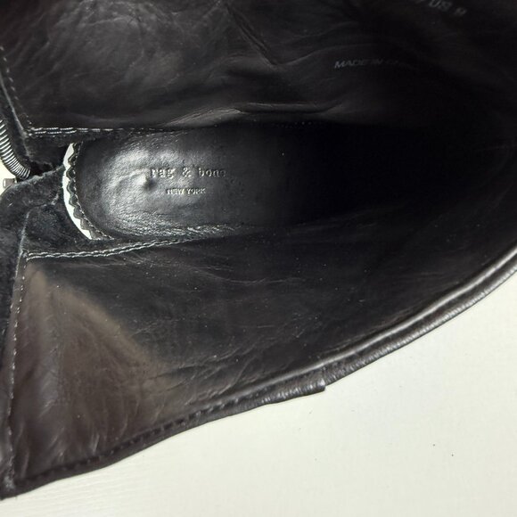 Rag & Bone Newbury Zip Up Black Leather Ankle Boots - Picture 9 of 14